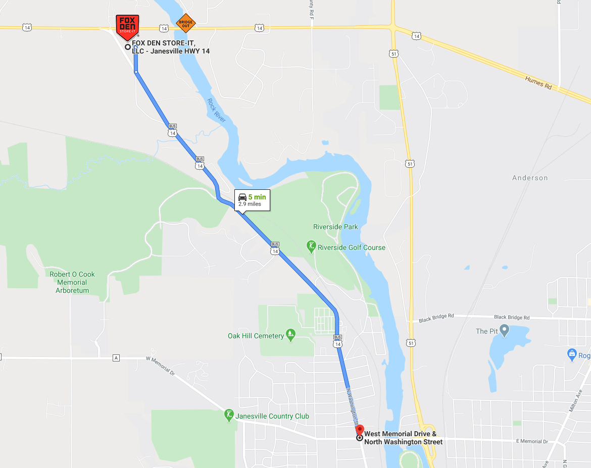 map of Hwy 14 from Evansville, WI to Janesville, WI