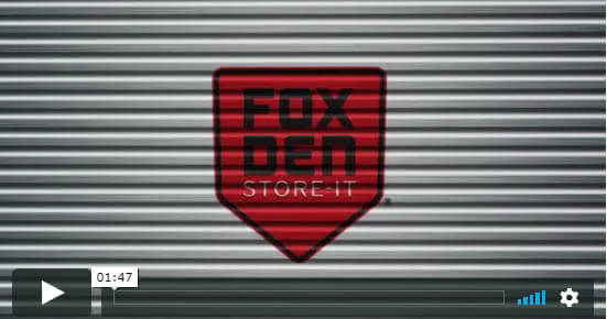 a storage shed door - click to play Fox Den Self Storage video for the Janesville, WI Highway 14 location